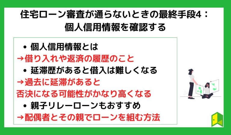 住宅ローン審査が通らないときの最終手段4：個人信用情報を確認する